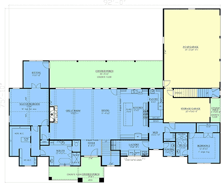 Craftsman, Farmhouse, Southern House Plan 52050 with 4 Beds, 6 Baths, 3 Car Garage First Level Plan
