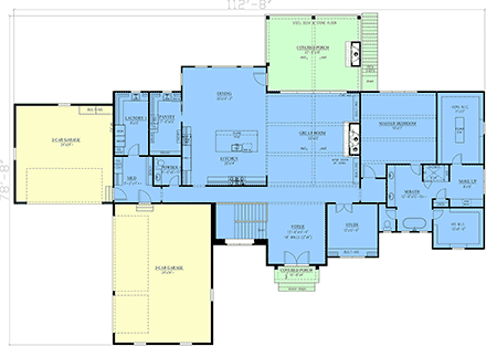 Cottage, Country, European, Farmhouse House Plan 52052 with 4 Beds, 6 Baths, 5 Car Garage First Level Plan