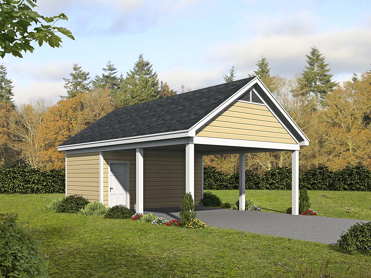 Country, Ranch, Traditional 2 Car Garage Plan 52103 Elevation