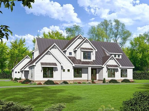 Country, Farmhouse, Traditional House Plan 52111 with 6 Beds, 5 Baths, 4 Car Garage Elevation