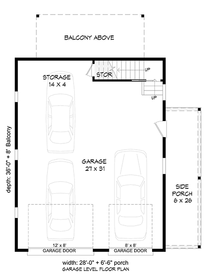 Bungalow, Country, Craftsman, Traditional 2 Car Garage Apartment Plan 52113 First Level Plan
