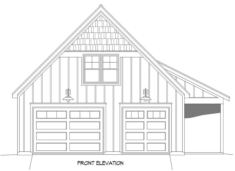 Bungalow, Country, Craftsman, Traditional Plan with 744 Sq. Ft., 2 Car Garage Picture 4