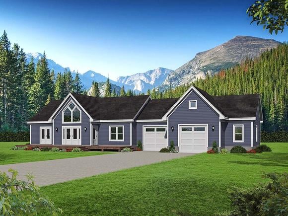 Traditional House Plan 52115 with 2 Beds, 2 Baths, 2 Car Garage Elevation