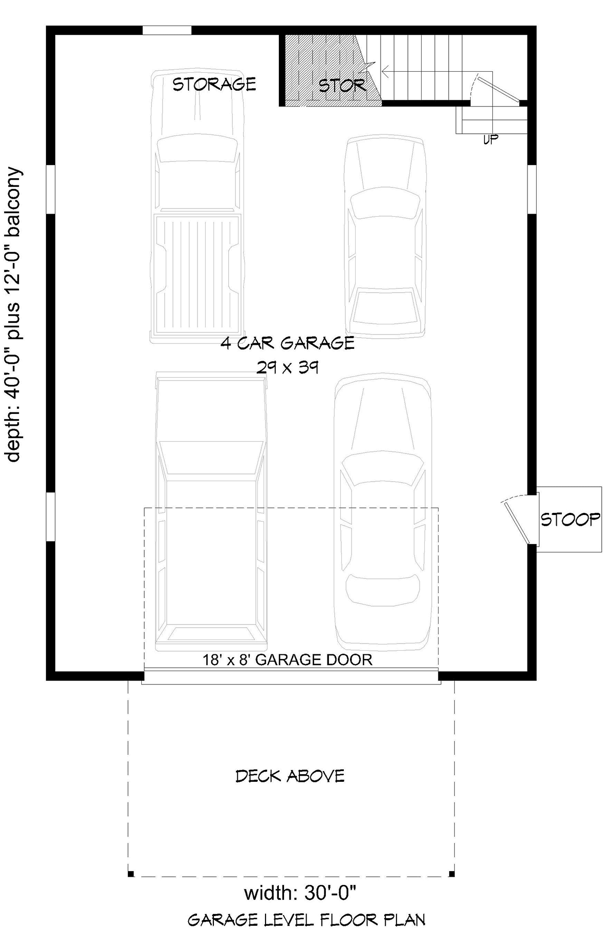 Country, Ranch, Traditional 4 Car Garage Apartment Plan 52119 Level One