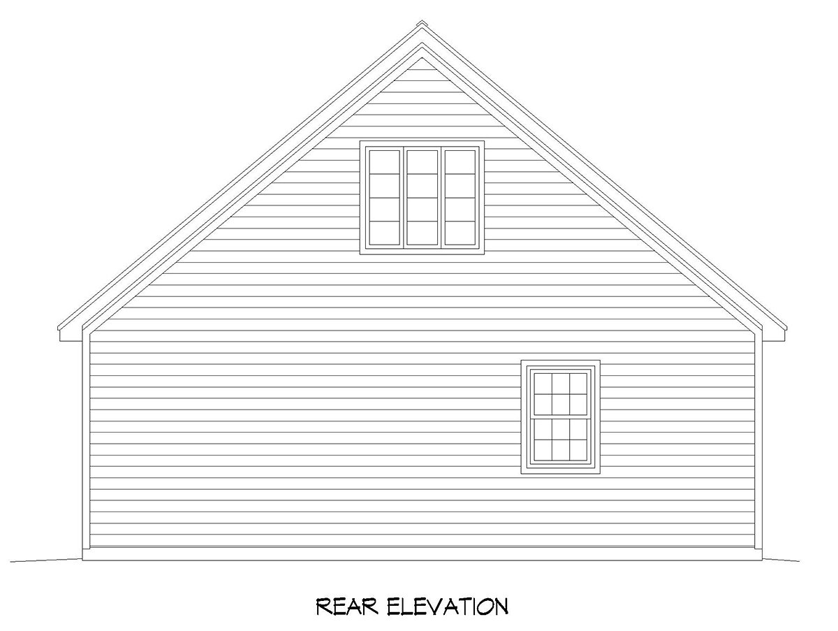 Country, Ranch, Traditional 4 Car Garage Apartment Plan 52119 Rear Elevation