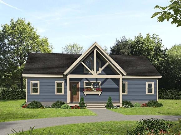 Country, Farmhouse, Traditional House Plan 52120 with 2 Beds, 2 Baths Elevation