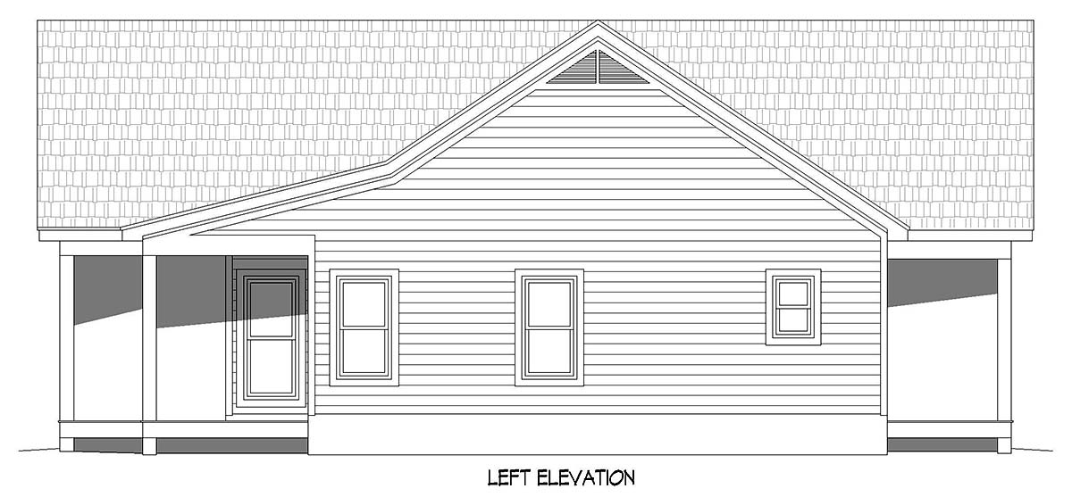 Country, Farmhouse, Traditional Plan with 1357 Sq. Ft., 2 Bedrooms, 2 Bathrooms Picture 3