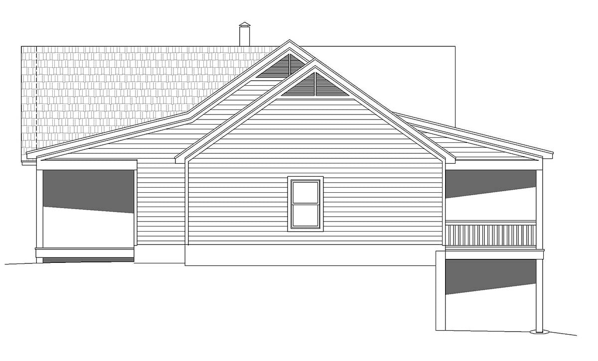 Country, Farmhouse, Traditional Plan with 1787 Sq. Ft., 2 Bedrooms, 2 Bathrooms, 2 Car Garage Picture 2