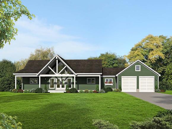 Country, Farmhouse, Traditional House Plan 52123 with 2 Beds, 2 Baths, 2 Car Garage Elevation