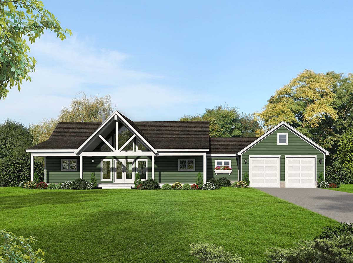 Country, Farmhouse, Traditional Plan with 1787 Sq. Ft., 2 Bedrooms, 2 Bathrooms, 2 Car Garage Elevation