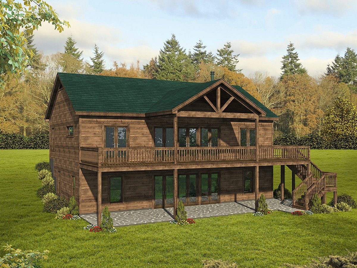 Country, Traditional Plan with 2760 Sq. Ft., 4 Bedrooms, 4 Bathrooms Rear Elevation