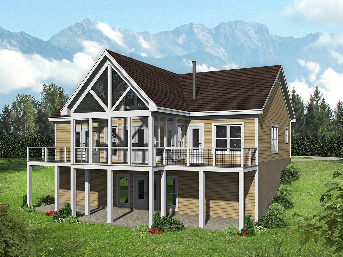 Country, Ranch, Traditional House Plan 52126 with 2 Beds, 2 Baths Rear Elevation