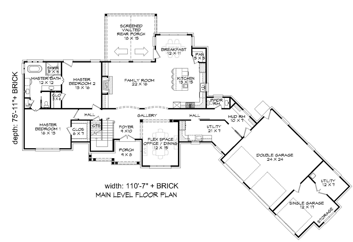 Country, Farmhouse, Traditional House Plan 52128 with 3 Beds, 3 Baths, 3 Car Garage Level One