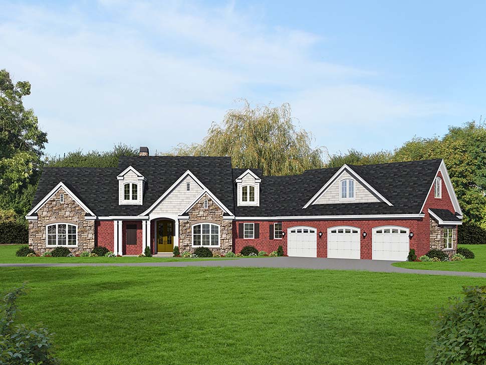 Country, Farmhouse, Traditional Plan with 3510 Sq. Ft., 3 Bedrooms, 3 Bathrooms, 3 Car Garage Picture 7