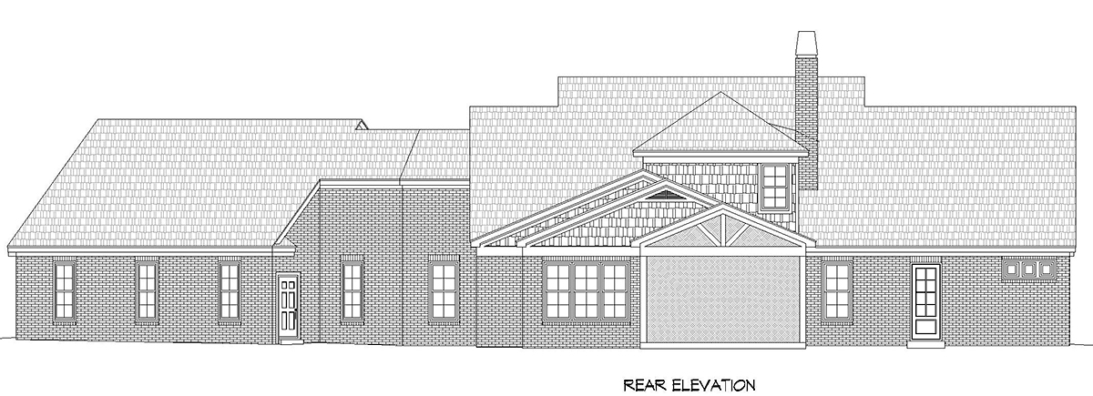 Country, Farmhouse, Traditional House Plan 52128 with 3 Beds, 3 Baths, 3 Car Garage Rear Elevation