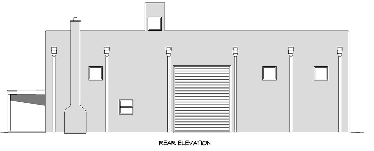 Santa Fe, Southwest Garage-Living Plan 52129 with 1 Beds, 1 Baths Rear Elevation