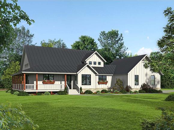 Country, Farmhouse, Traditional House Plan 52134 with 3 Beds, 3 Baths, 2 Car Garage Elevation