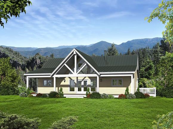 Country, Ranch, Traditional House Plan 52135 with 2 Beds, 3 Baths, 1 Car Garage Elevation