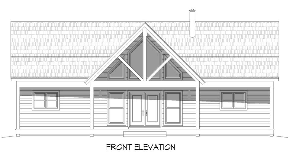 Country, Ranch, Traditional Plan with 1500 Sq. Ft., 2 Bedrooms, 3 Bathrooms, 1 Car Garage Picture 4