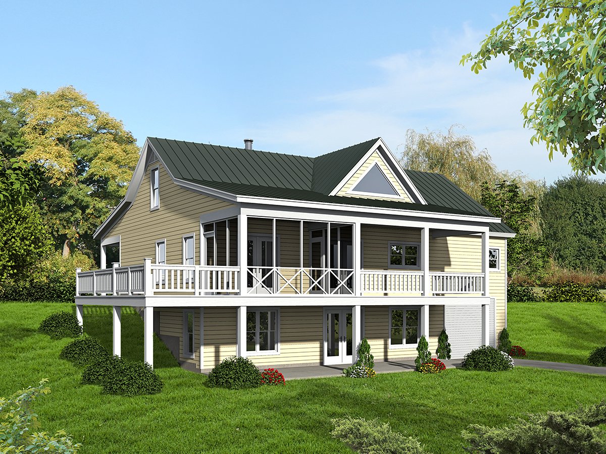 Country, Ranch, Traditional House Plan 52135 with 2 Beds, 3 Baths, 1 Car Garage Rear Elevation
