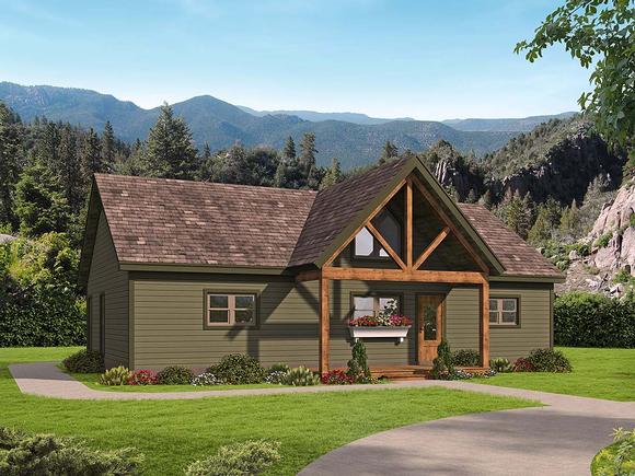 Traditional House Plan 52137 with 2 Beds, 2 Baths Elevation