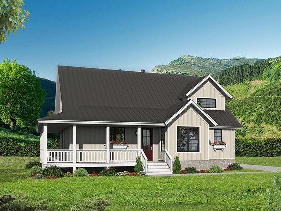 Country, Farmhouse, Traditional House Plan 52143 with 3 Beds, 4 Baths Elevation