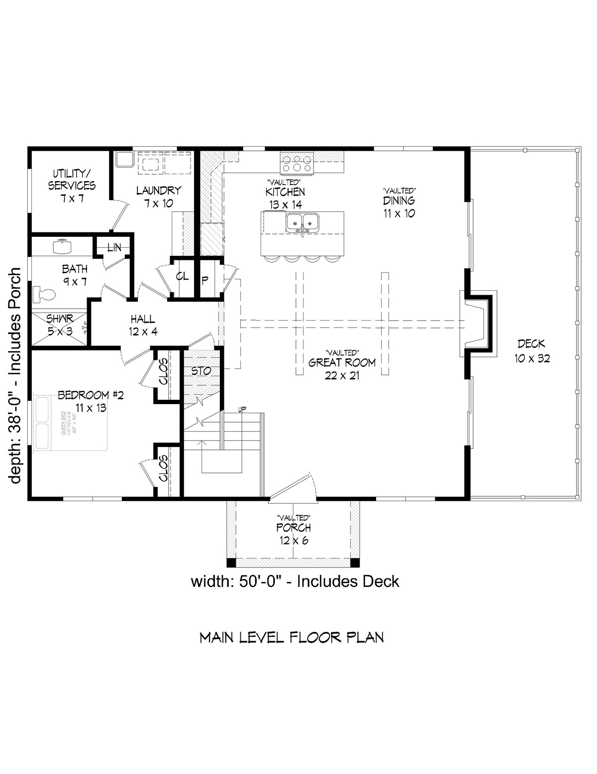 Cabin, Country, French Country, Ranch, Traditional House Plan 52145 with 2 Beds, 2 Baths Level One