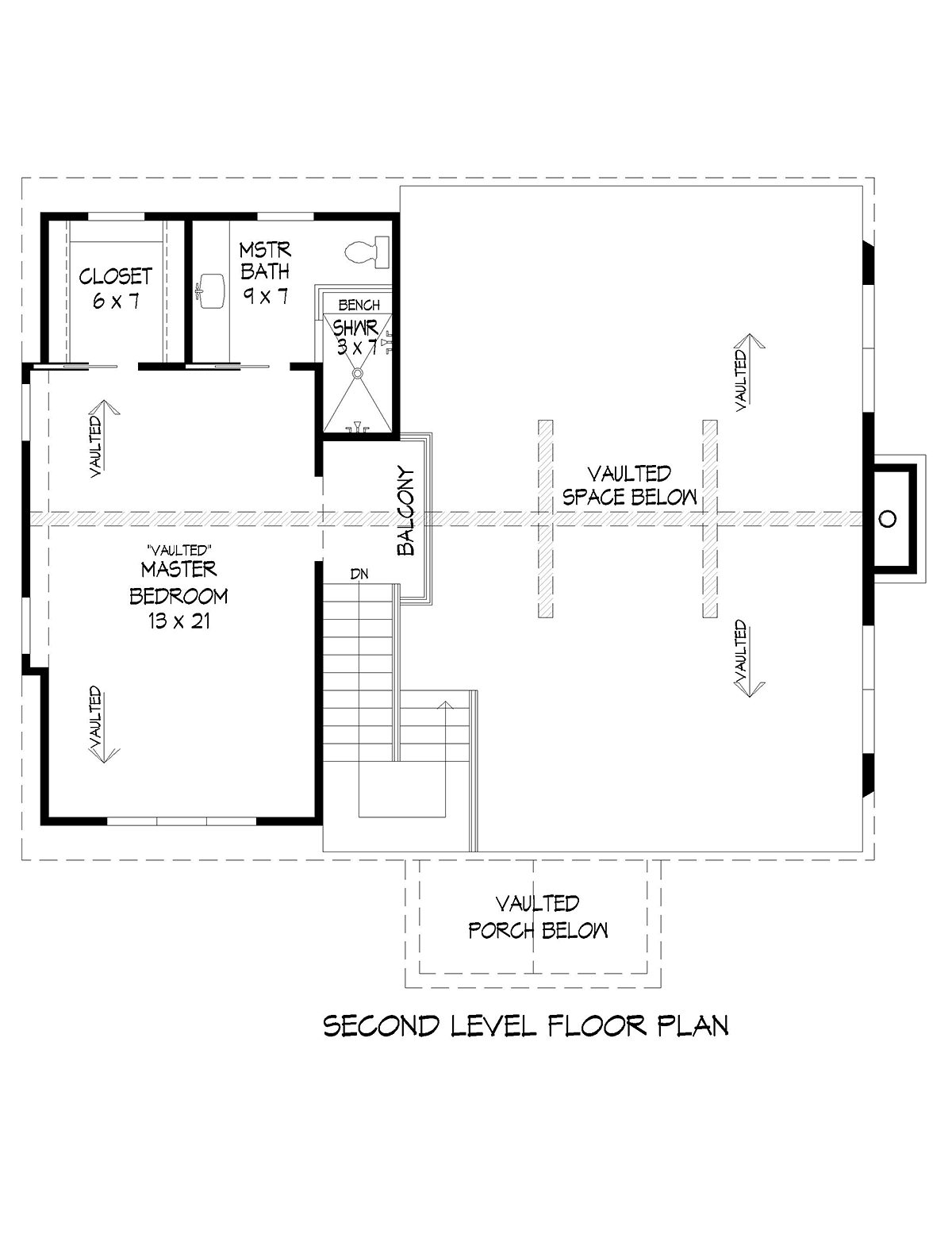 Cabin, Country, French Country, Ranch, Traditional House Plan 52145 with 2 Beds, 2 Baths Level Two