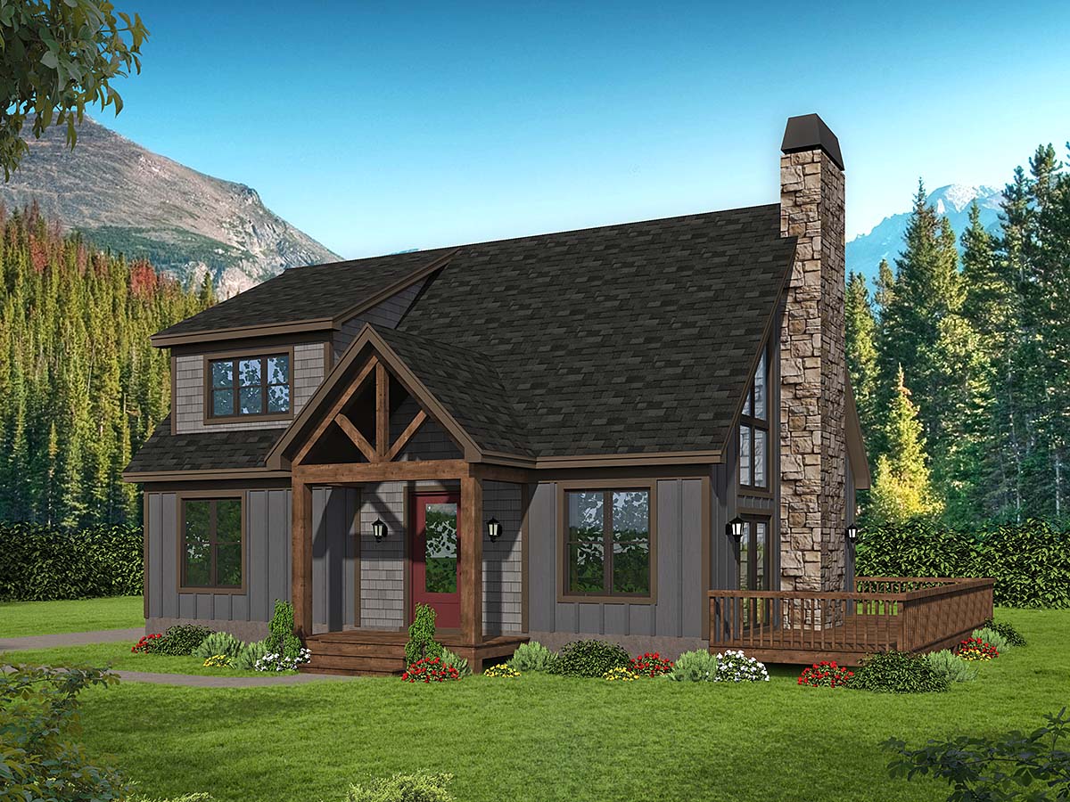 Cabin, Country, French Country, Ranch, Traditional House Plan 52145 with 2 Beds, 2 Baths Elevation