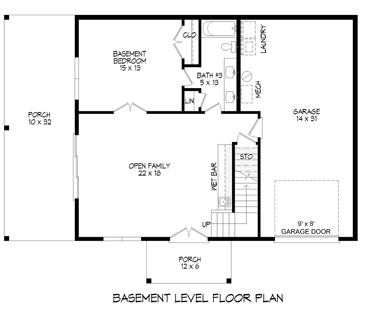 Cabin, Country, Craftsman, Farmhouse, Prairie House Plan 52148 with 3 Beds, 2 Baths, 2 Car Garage Lower Level