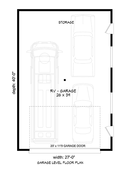 Traditional 3 Car Garage Plan 52151, RV Storage First Level Plan