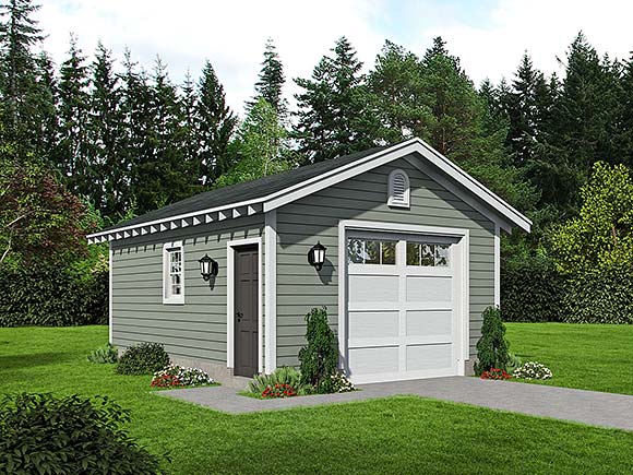 Bungalow, Craftsman, Traditional 1 Car Garage Plan 52154 Elevation