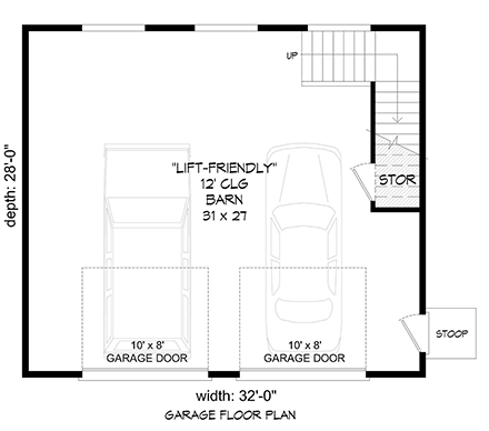 Country, Farmhouse, Traditional 2 Car Garage Plan 52158 First Level Plan