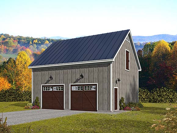 Garage Plan 52158 2 Car Traditional Style Garage Plan 52158 2 Car, Barn Garage Plans With Apartment