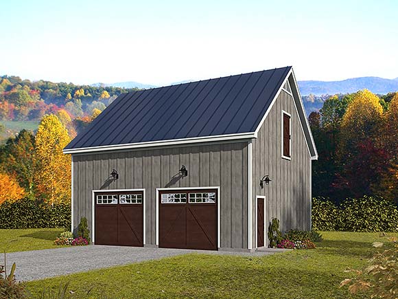 Country, Farmhouse, Traditional 2 Car Garage Plan 52158 Elevation