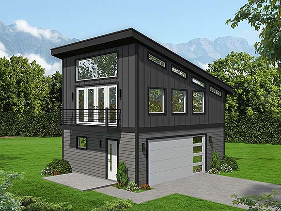 Contemporary, Modern Garage-Living Plan 52160, 1 Car Garage Elevation