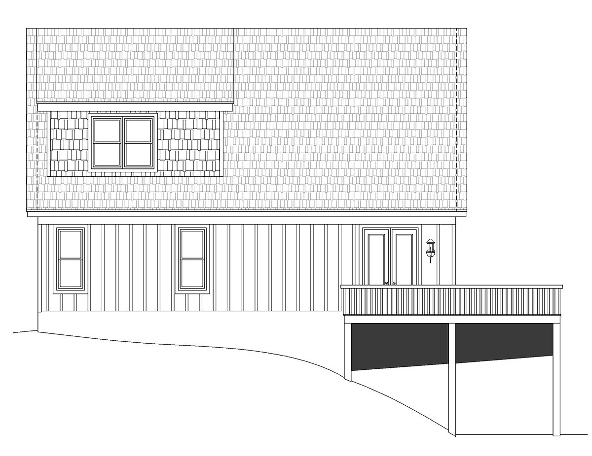 A-Frame, Contemporary, Country, Farmhouse, Prairie Style, Ranch Plan with 1770 Sq. Ft., 4 Bedrooms, 4 Bathrooms Rear Elevation