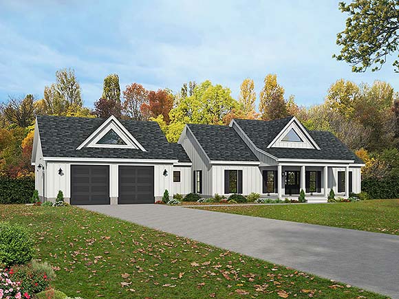 Country, Farmhouse, Traditional House Plan 52167 with 4 Beds, 3 Baths, 2 Car Garage Elevation