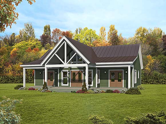 Contemporary, Ranch, Traditional House Plan 52173 with 2 Beds, 2 Baths Elevation