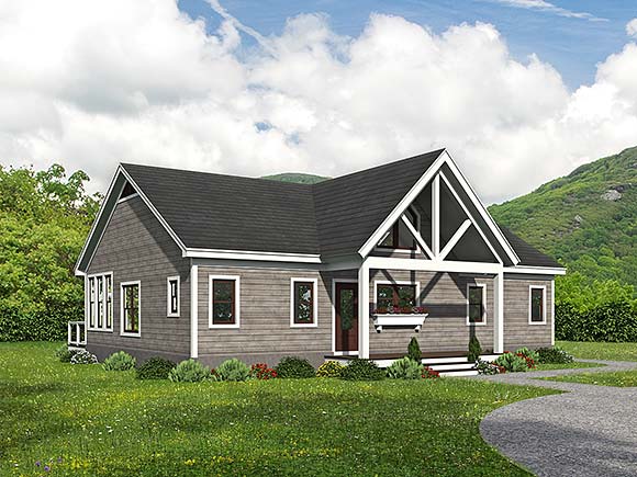 Bungalow, Country, Craftsman, Prairie, Ranch, Traditional House Plan 52176 with 2 Beds, 2 Baths Elevation