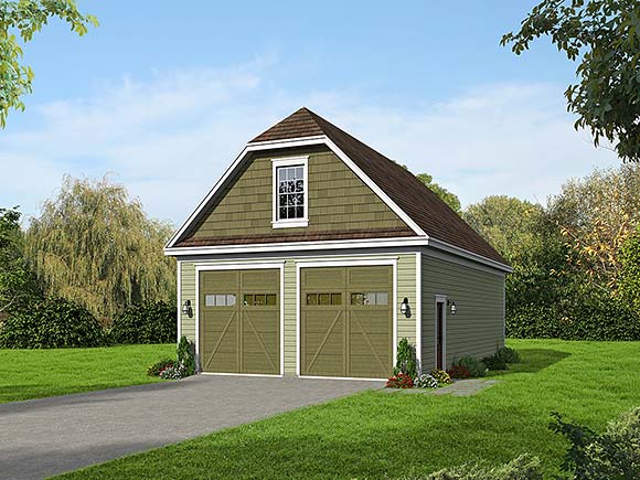 Bungalow, Cottage, Country, Craftsman, French Country 4 Car Garage Plan 52180 Elevation