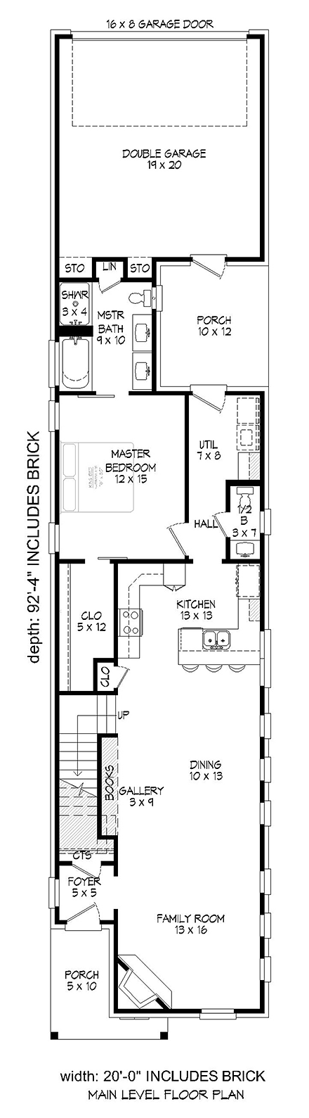 Bungalow, Craftsman House Plan 52183 with 3 Beds, 3 Baths, 2 Car Garage First Level Plan