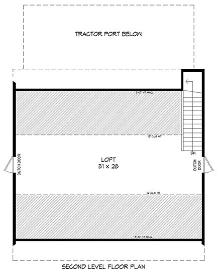 Country, Farmhouse, Traditional 2 Car Garage Plan 52184 Second Level Plan