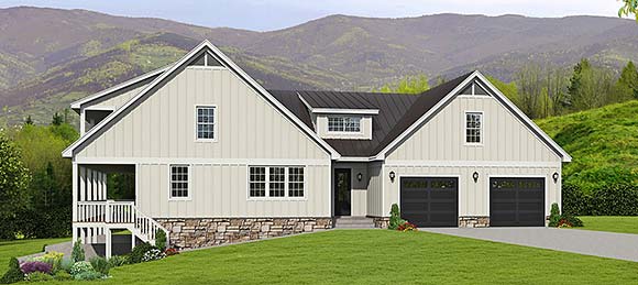 Country, Farmhouse House Plan 52189 with 3 Beds, 4 Baths, 3 Car Garage Elevation