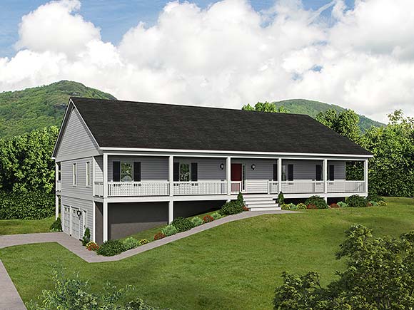 Country, Farmhouse, Ranch, Traditional House Plan 52190 with 3 Beds, 3 Baths, 2 Car Garage Elevation