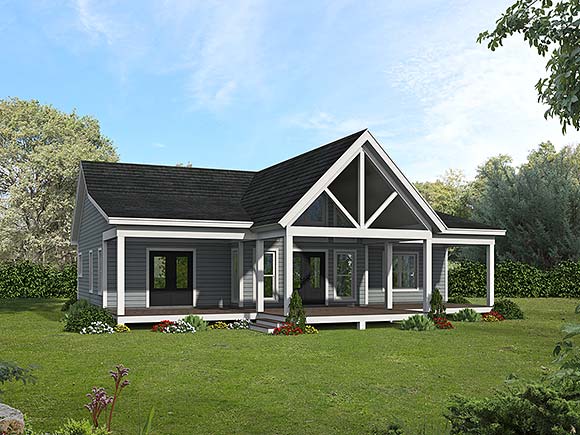 Cottage, Country, Traditional House Plan 52193 with 3 Beds, 2 Baths Elevation