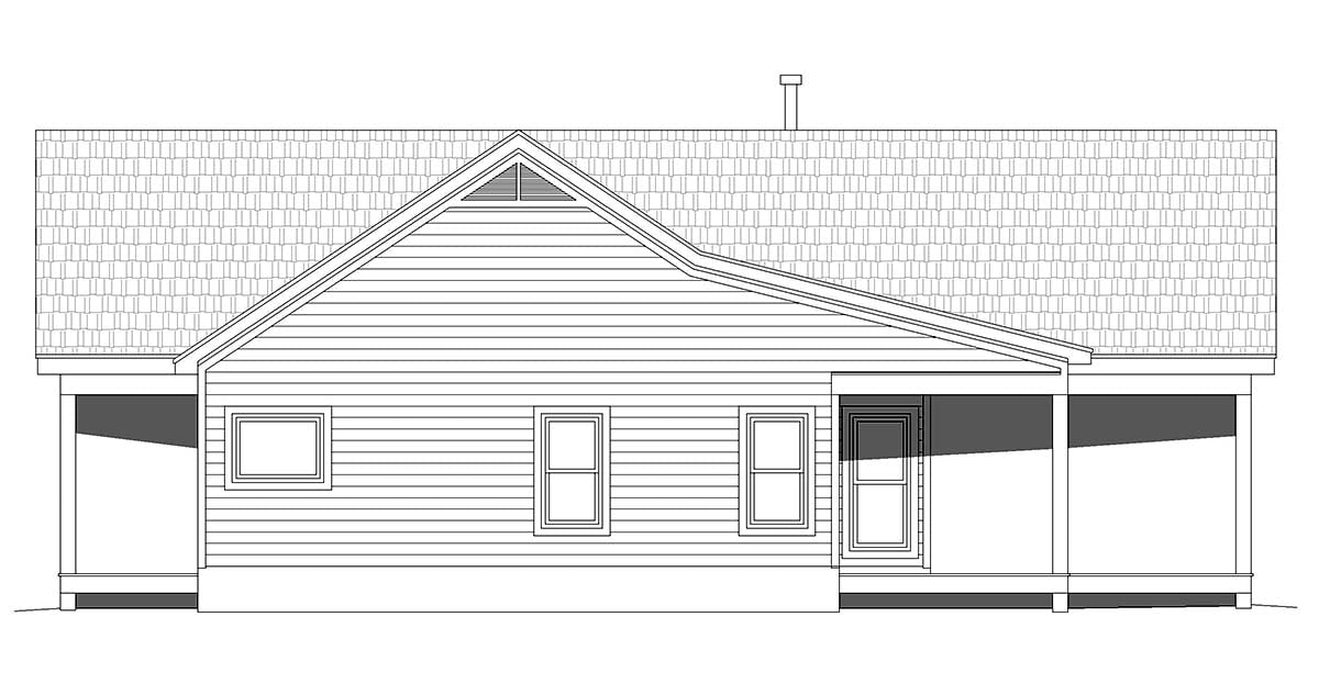 Cottage, Country, Traditional Plan with 1412 Sq. Ft., 3 Bedrooms, 2 Bathrooms Picture 2