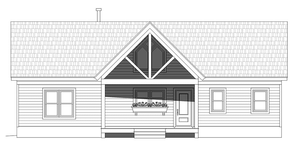 Cottage, Country, Traditional Plan with 1412 Sq. Ft., 3 Bedrooms, 2 Bathrooms Picture 4