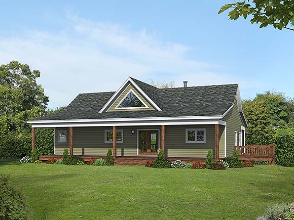 Country, Farmhouse, Ranch, Traditional House Plan 52196 with 2 Beds, 2 Baths Elevation