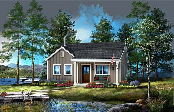 Ranch House Plan 52207 with 1 Beds, 1 Baths Elevation
